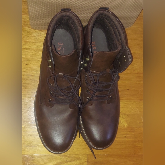 RED ALE BY ALESBURY MEN'S BROWN FAUX LEATHER HIKING BOOTS SIZE 13 NWOB - Picture 4 of 12
